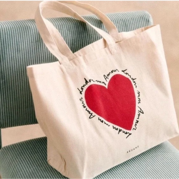 Sezane Handbags - Sezane 100% Cotton Heart Totebag